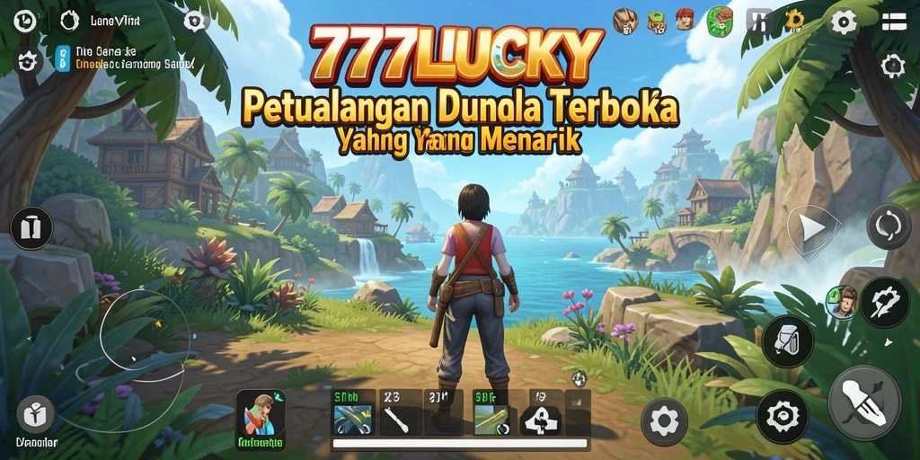 Screenshot utama 777LUCKY yang menampilkan aksi eksplorasi dunia terbuka.