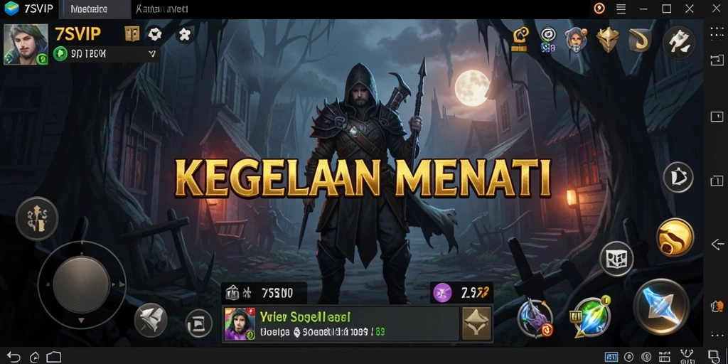 Tangkapan layar gameplay 7SVIP menampilkan karakter yang ketakutan di lingkungan Horror.