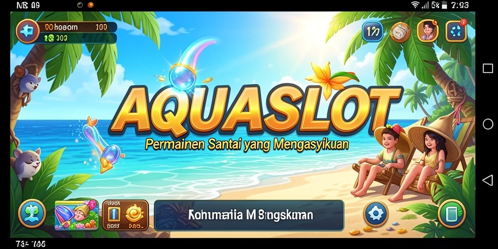 Tampilan gameplay AQUASLOT yang menarik dan penuh warna.