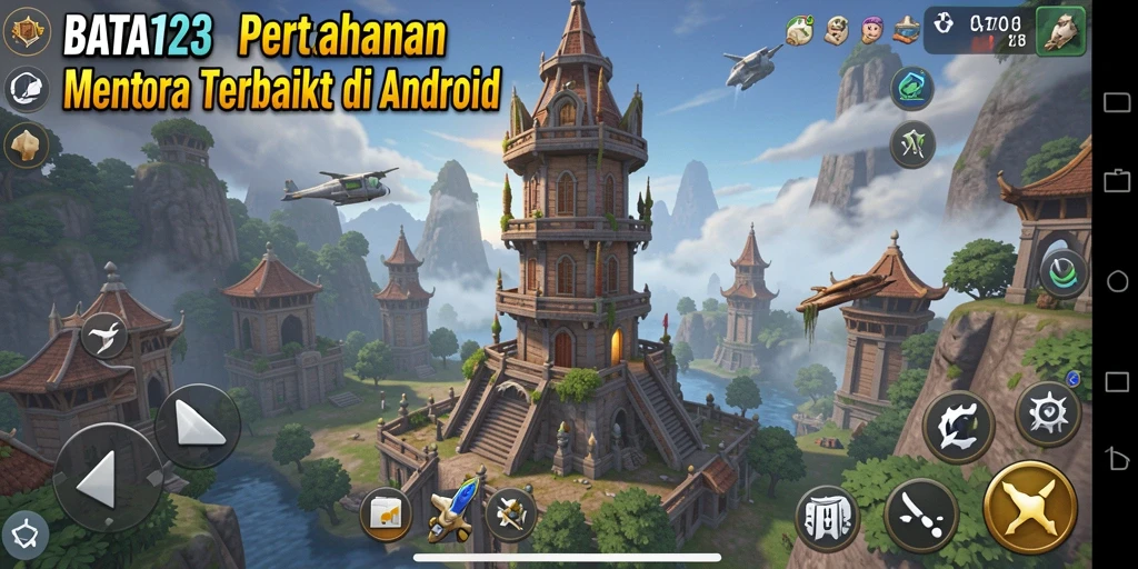 Tangkapan layar gameplay BATA123 menunjukkan pertarungan epik Tower Defense.