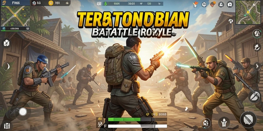 Screenshot pemain berbattle di medan perang dengan aksi menegangkan.