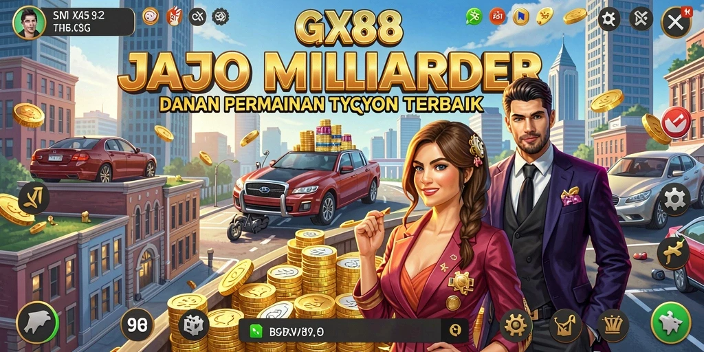 Screenshot gameplay GX88 menampilkan berbagai jenis bisnis yang dapat dikelola dengan grafis yang menarik.