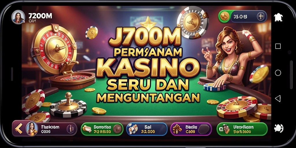 Tangkapan layar gameplay J200M menampilkan suasana kasino yang menarik.