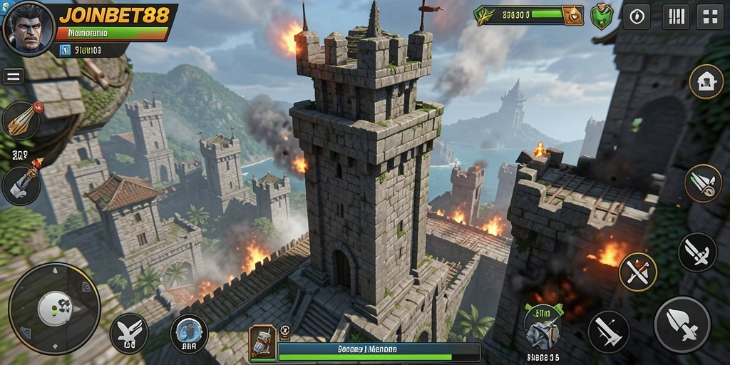 Tampilan gameplay menara dengan strategi pertahanan yang mendalam.