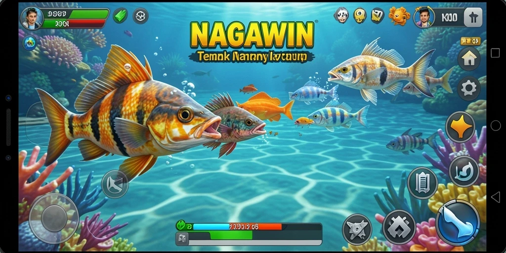Tangkapan layar game NAGAWIN dengan aksi tembak ikan yang seru.