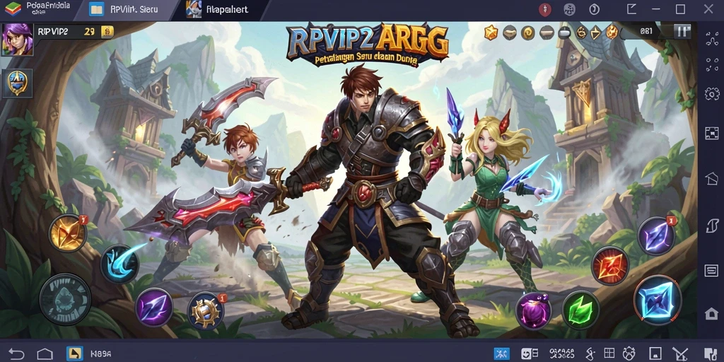 Screenshot utama gameplay RPVIP2 menampilkan aksi seru dalam pertempuran ARPG.