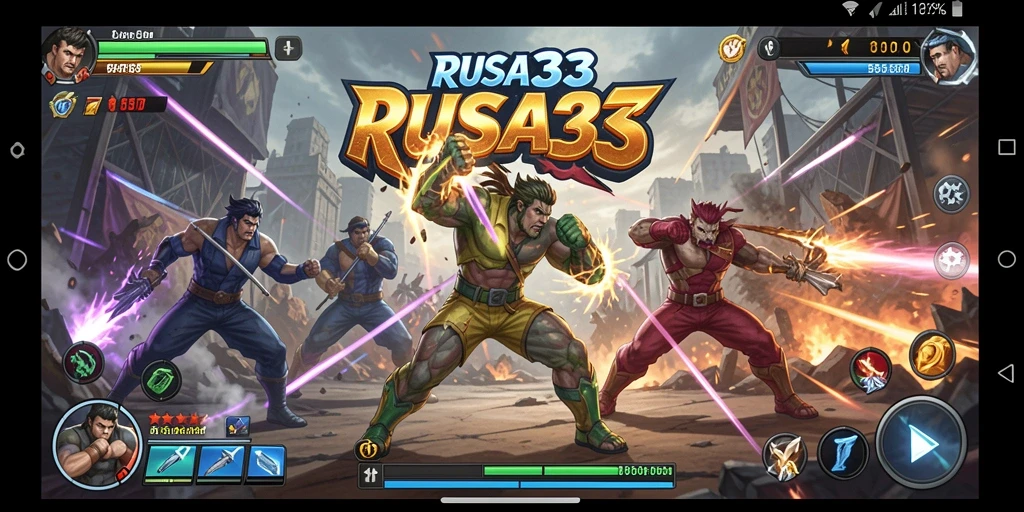 Screenshot gameplay RUSA33 menunjukkan aksi pertempuran yang seru dan dinamis.