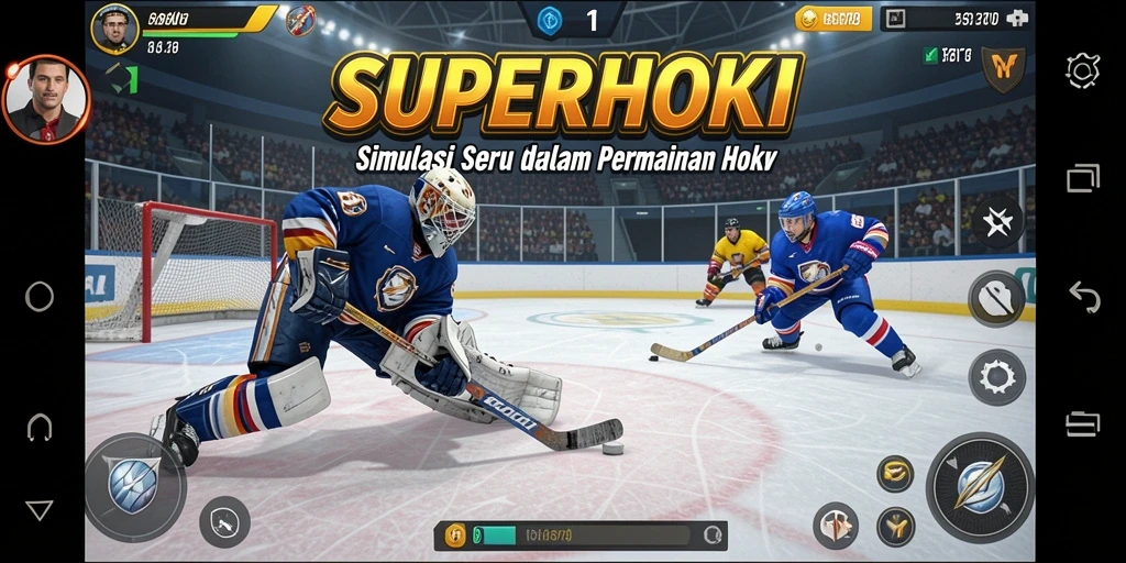 Gameplay menarik dari SUPERHOKI dengan aksi hoki yang seru.