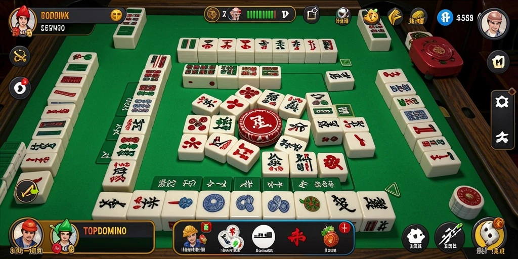 Tampilan screenshot permainan <strong>TOPDOMINO</strong> menampilkan keseruan gameplay <strong>Mahjong</strong> yang menantang.
