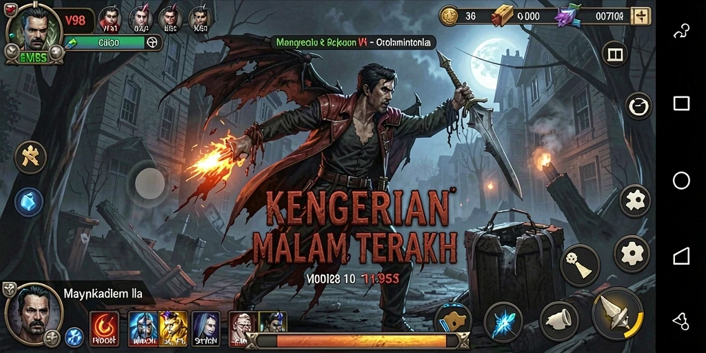 Tangkapan layar V98 menampilkan suasana mencekam dan gameplay yang menakutkan.