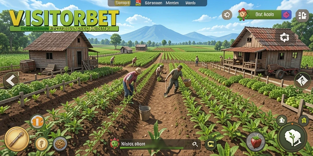 Tampilan gameplay menarik dari VISITORBET dengan pertanian yang subur.