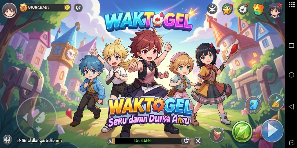 Tampilan seru dari gameplay WAKTOGEL yang menampilkan karakter anime.